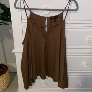 Forever 21 cold shoulder long belle sleeve blouse